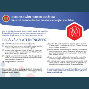 Recomandări de securitate pentru cetățeni în caz de deconectări de la energia electrică